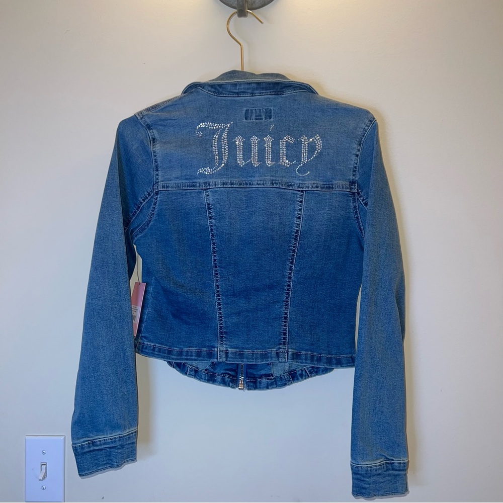 Juicy Couture Corset Trucker Denim Jacket Rhinestone Back S NWT - Picture 7 of 16